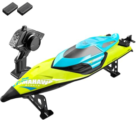 RCXTechPro RC Rennboot Für See, Teich & Fluss, 70KM/H Hochleistungs Wasserfahrzeug Mit Selbstaufrichtung, Ferngesteuertes Boot Proportionaler Steuerung Für Erwachsene Enthusiasten-Grün/2 Akku