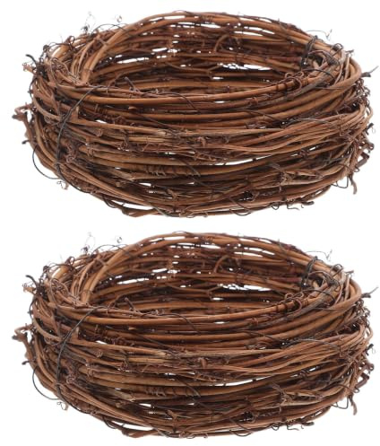 Gadpiparty 2 Pièces Couronne Décorative de Porte Couronne de Vigne Ronde en Rotin Tressé Main, Style Rustique, pour Salons et Salles à Manger, Noël