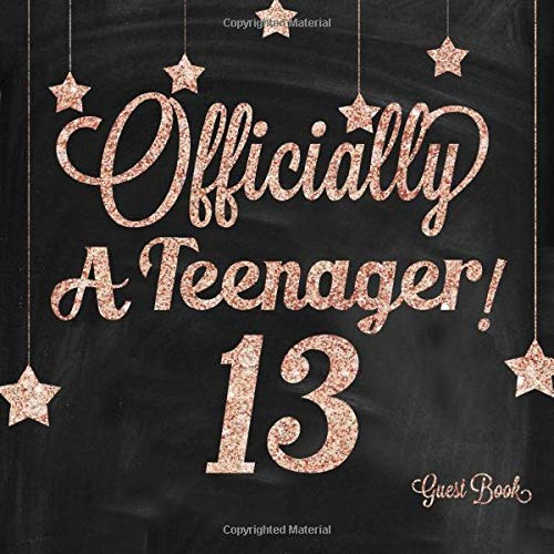 Officially A Teenager Guest Book: Pink And Black 13th, Thirteenth Birthday Celebration Message Log, Keepsake Memory Book For Family and Friends To ... 8.5x8.5 Paperback (Fabulous Collections)