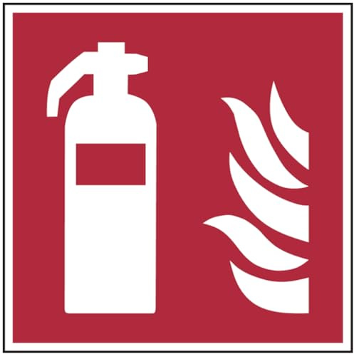 Hinweisschild, Brandschutzkennz., Feuerlöscher, Alu lnl, 150x150 mm, DIN EN ISO 7010