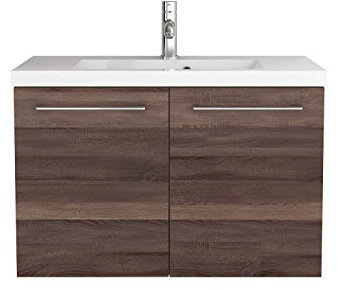 Sieper | Badezimmer Waschtisch mit Unterschrank 80 cm Elva, Badmöbelset hängend, Waschbeckenunterschrank | Eiche Trüffel