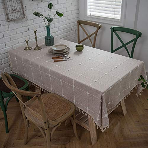 Tovaglia, Di Stile Moderno Minimalista Luce Quadrata Tovaglia Marrone Linea Bianca Plaid Progettazione Tabella Esterna Coperta Di Stoffa, Pulire Grande Tovaglia, Usato Per Il Tavolo Da Cucina Tavola