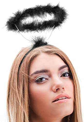 Balinco Heiligenschein Schwarz, Engel Haarreif Schwarz, Gefallener Engel Kostüm Damen, Dark Angel Accessoires, Gothic, Halloween, Karneval, Fasching