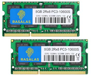 Rasalas PC3-10600 16GB Kit (2 x 8 GB) DDR3 1333 MHz SODIMM 2Rx8 Dual Rank 1,5 V CL9 204-Pin Non-ECC Unbuffered Notebook Laptop Arbeitsspeicher