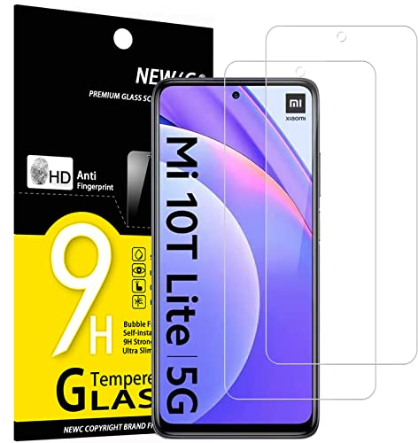NEW'C 2 Stück für Xiaomi Mi 10T Lite 5G für Panzerglas, Frei von Kratzern, 9H Härte, HD Displayschutzfolie, 0.33mm Ultra-klar, Ultrabeständig