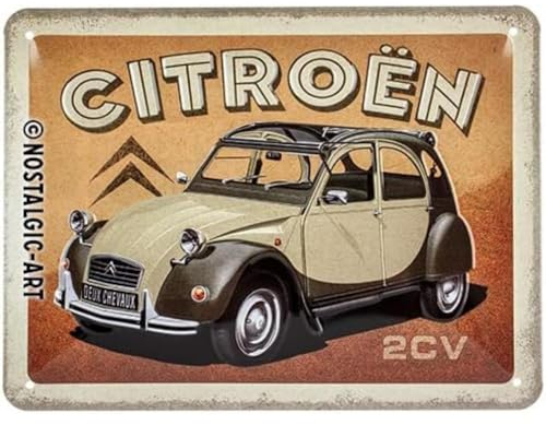 Nostalgic-Art Targhe Vintage, Citroen – 2CV – Idea Regalo per Accessori per Auto, in Metallo, Design Retro per Decorazione, 15 x 20 cm