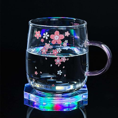 KEEDA LED-Untersetzer für Getränke, Wiederaufladbar Beleuchteter Acryl-Untersetzer für Bar Cocktail Bier Getränke, Flaschenbecher Leuchtende Matte für Party Hochzeit Bar Club (RGB, Achteckig)