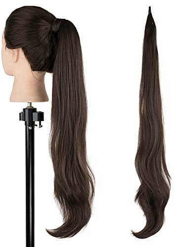 IMISSU Haarverlängerung Pferdeschwanz Flexibles Haar Pferdeschwänze Haarteile Synthetische Perücke (Schokoladenbraun)