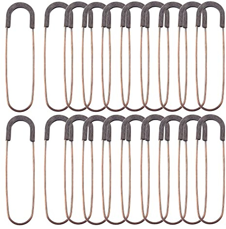 Large Safety Pins Sewing Pins - 7 Color 80mm Metal pins Giant Jumbo Safety Pins for for Clothing Apparel Accessories DIY Sewing (Copper 20pcs)