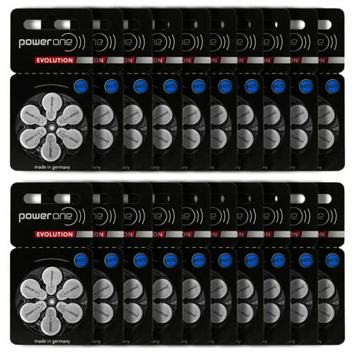 PowerOne Evolution Size 675 Hearing Aid Batteries - 1.45V Zinc Air with Improved Battery Life (120 Batteries)