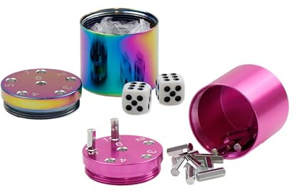 BestSaller 30089-SET SUPER SIX Würfelspiel Aluminum, 36 Spielstäbchen & 2 Würfel, Rainbow Splash, pink/Mehrfarbig, 2-teilig (1 Set)