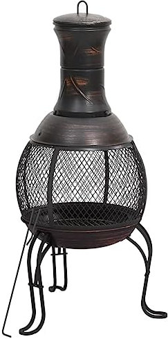 vidaXL Poêle de Jardin avec tisonnier 39x39x90 cm Acier, Foyer, fournaise, Panier à feu, Chauffe-terrasse, Foyer extérieur, cheminée extérieure