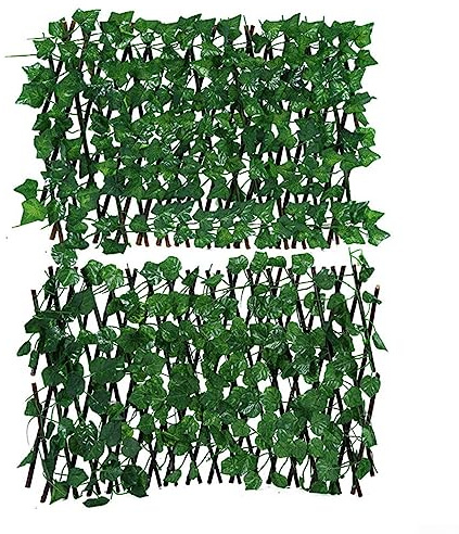 Panel de pared para plantas de setos artificiales, pantalla de valla de privacidad de hiedra artificial, valla de enrejado expandible para jardín al aire libre, B