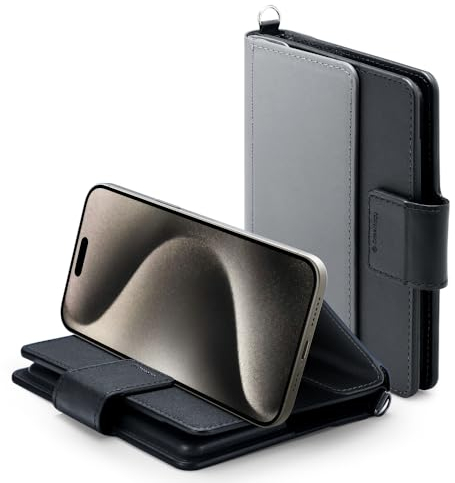 Caseology Reisepasshülle mit Standfunktion und RFID-Blockierung, Reisepass Kartenhalter, Reisepass Organizer mit Zubehör inklusive SIM-Karten-Pin – Black Sesame