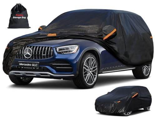 Kayme Autoplane Wasserdicht Atmungsaktiv für Mercedes Benz GLC (2015-2025), 7 Schichten Vollgarage Autoabdeckung für Regen Sonne Staub Schutz Verkratzt, Autoabdeckung mit Reflektierenden Streifen.