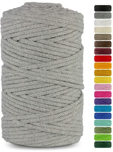 Netuno 1 corda macramè colorata grigio 5 mm 200 m corda in cotone per lavori fai da te filo decorativo colorato cordoncino cavo naturale uncinetto ferri da maglia decorazioni