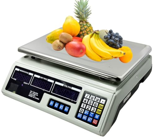 MOKEKA Bilancia Elettronica Professionale da Banco 40kg con Display LCD e Piatto in Acciaio Inox - Ideale per Alimenti, Cucina, Commercio, Batteria Ricaricabile