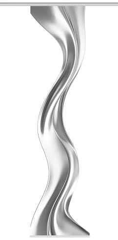 HOME WOHNIDEEN Schiebegardine Oakley in Seidenoptik - Wellen Digitaldruck, 245x60 cm, mit Zubehör, Farbe:Silber, Größe:245 x 60 cm, Anzahl:1x