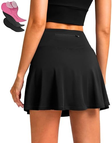 Women's Cycling Skirts 4D Padded Bike Shorts with Pockets High Waist Biking Skort for Road Mountain Bicycle Riding(Black L)
