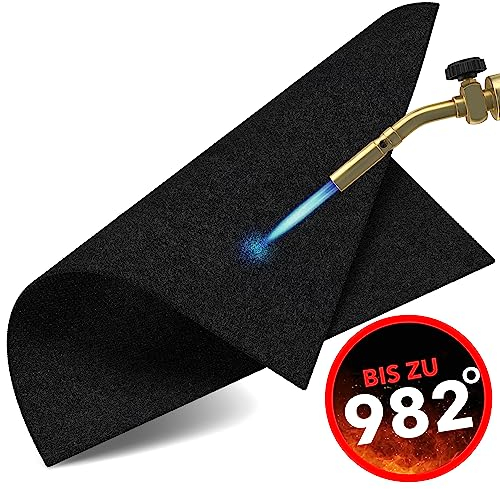 EVOCAMP Base ignífuga 60x30 cm - Alfombra de protección térmica resistente al calor hasta 982 °C - Alfombrilla de soldadura, alfombra ignífuga para una protección contra incendios segura