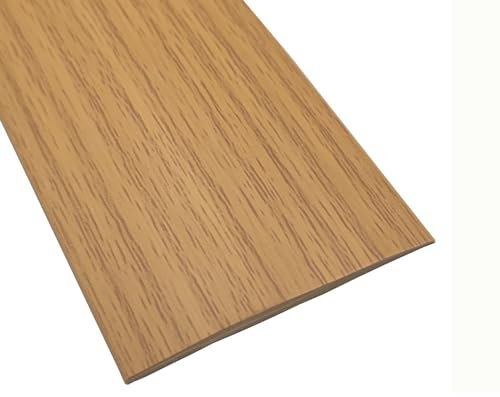 Tira de transición de suelo de 1 m x 5 cm, tira autoadhesiva de PVC para umbral, perfil laminado plano, borde de suelo, roble amarillo