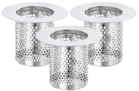 QUARKZMAN 3pz Filtri Scarico Doccia, 2 x 2.5 Acciaio Inox Filtro Scarico Lavello Profondo Raccogli Capelli per Cucina Bagno Balcone Scarico Pavimento Dimensioni Foro Adatte 1.57 2.56