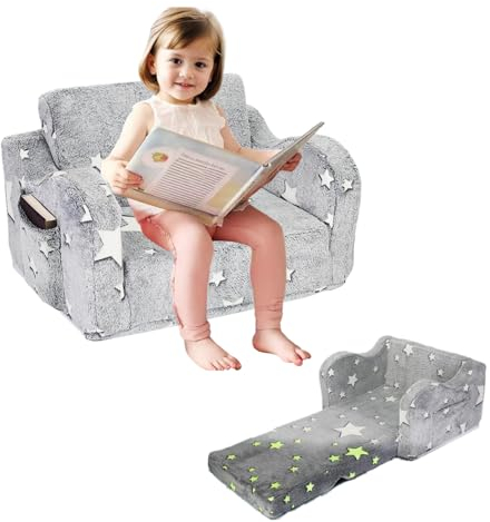 HB.YE Kindersofa Kindersessel Minisessel 2 in 1 Folding Kinderstuhl Relaxsessel Kuschelsessel (Grau)