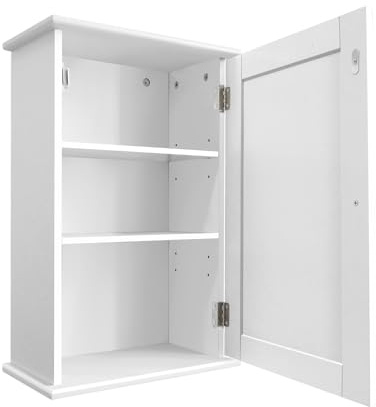 Rigogo 3 Tier Bathroom Storage Cabinet Wall with Single Door, Small Kitchen Cabinet Storage Unit Cabinet for Bathroom Living Room Kitchen, 35 x 20 x 55 cm, White