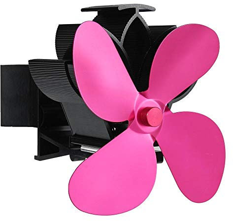 HPTHLY Black Fireplace 4 Blade Heat Powered Stove Fan Log Wood Burner Eco Friendly Quiet Fan Home Efficient Heat Distribut