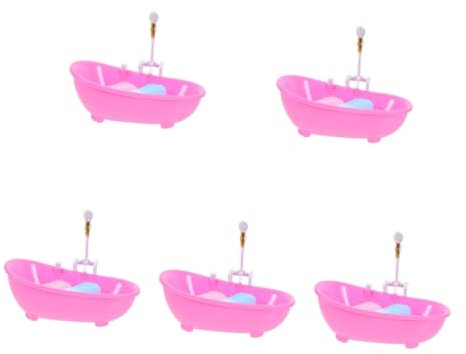 ibasenice 5sätze Miniatur-badewanne Spielzeugset Für Puppenhaus Pinkes Badezimmer- Mit Seifen Realistisches Badewannenmodell Für Fotos Und Miniatur-szenen