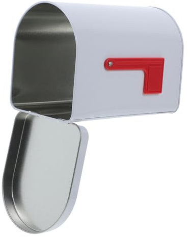 Alipis Cassetta Postale in Lamiera Smaltata Bianca Con Bandiere Segnaletiche Rialzate Scatola Regalo Multifunzione Per Esterno e Giochi Di Scambio Contenitore Robusto Per Caramelle e Bisc