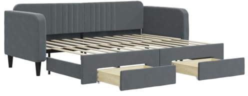 vidaXL Tagesbett Ausziehbar mit Schubladen Dunkelgrau 80x200 cm Samt