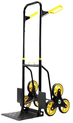 RVIFY Handwagen Handkarre und Transportwagen für Treppensteiger, Hochleistungs-Trolley mit 300 kg Kapazität und Teleskopgriff Leichte Transportkarre(Black Yellow)