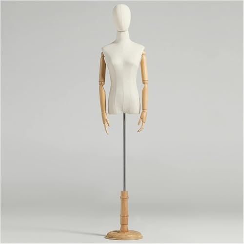 Schaufensterpuppe Körper Torso Weiblich Zerlegbar Holz Halbmaßstab Dummy Puppen Kleid Formh Arm Für Hochzeit Fotografie Studio Display 4 Stil Basis Rund Klein(European Square S)