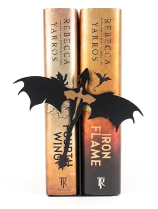 Fantasy Dragon Shelf Decor – Metal Dragon Silhouette Bookend Ornament for Fantasy Readers and Book Lovers, 6.7 Wide Standing Bookshelf Decoration