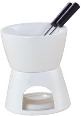 Ronyme Caquelon à Fondue Au Chocolat Appareils de Cuisine Maison Pot à Fondue En Porcelaine avec Bougie Chauffe-plat