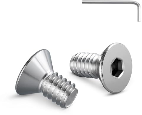 Wavanta 20Pcs M4 Bolts, M4 X 6mm Countersunk Bolts Screws | Flat Head Socket Cap Screws, 304 Stainless Steel, Full Thread, Bright Finish, with Hex Spanner