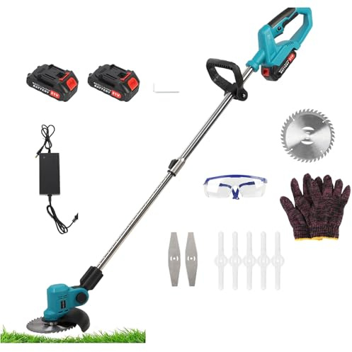 Decespugliatore Decespugliatore da giardino senza fili 1280 W Power Weed Eater 21V tosaerba elettrico tosaerba portatile ricaricabile con motore senza spazzole 2 batterie