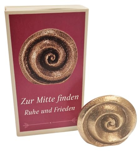 Herzmensch Kleine goldene Muschel Pilgermuschel Spirale für den Lebensweg - Massive Bronze 4 cm - Glücksbringer zur Genesung, Trost, Andenken und Deko maritim