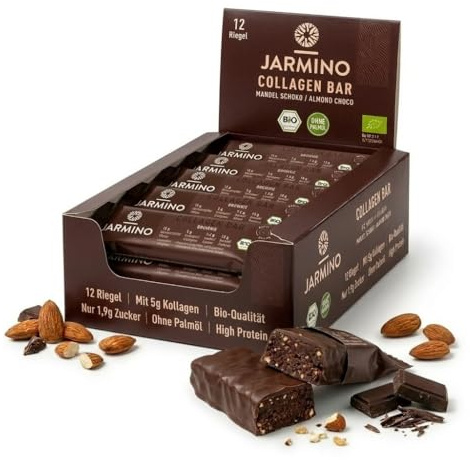 Barra de Brownie con Alto Contenido de Proteínas, 12 x 55 g - Bajo Contenido de Azúcar - Barra de Proteína sin Aceite de Palma (Chocolate con Almendras) - 12 Unidades