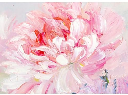 LCDIUDIU Grande Dipinto Ad Olio Su Tela, Moderno Dipinto A Mano Astratto Fiore Di Dalia Rosa Senza Cornice, Decorazione Da Parete Per Soggiorno, Camera Da Letto, Ufficio, Casa, 70X100 Cm (28X40 Poll