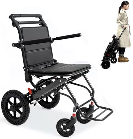 YAYREC Sedia a rotelle da Viaggio，Sedie Pieghevoli， Carrozzina Pieghevole Leggera con Freno Carrozzine ultraleggere Carrozzina da Viaggio Carrozzina da Trasporto
