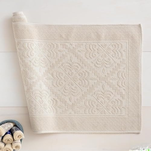 Generico Tappeto Sardo Art. Giglio Linea Oro Artigianale con Certificazione Oeko-Tex – Stile Tradizionale ed Ecologico – Lavabile e Resistente (Panna, 80x150)