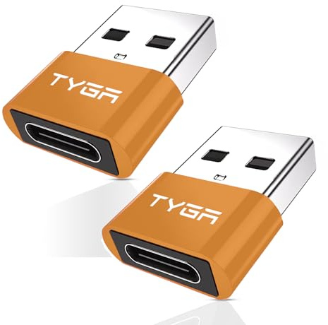 TYGA STORE USB Type C Female to USB Type A Male Adapter 2.0, Sync, Transfer, Charge, Plug & Play (2, Bronze)