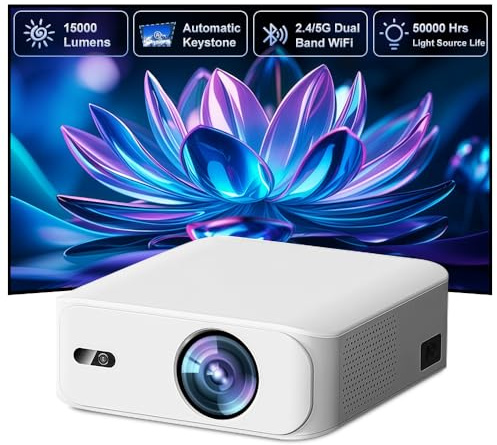 Everycom Mini Proyector 4K Portátil 1080P Nativo, WiFi y Bluetooth Android 11,Corrección Trapezoidal Automática, Proyector para Cine en Casa