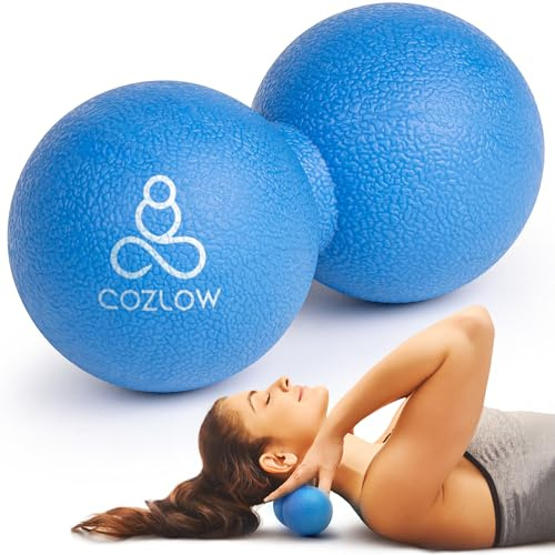 Palla da massaggio doppia lacrosse rigida - Blazing Blue - Rullo trigger point a forma di arachide per mobilità, terapia dei tessuti profondi e rilascio miofasciale - di Cozlow