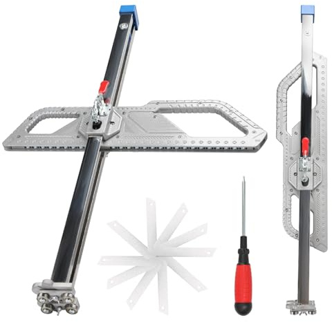 Gipskarton Schneidehilfe, Aluminiumlegierung, Faltbarer Trockenbau-Schneider, Gipskarton mit Skala Schneiden, Gipskarton Schneider, Präzisionsmessung, Rutschfestes Design für Innenausba (Silber)