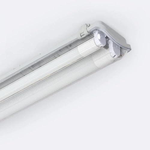 Orion91 ORION91oficial® - Pantalla Slim Estanca 120cm IP65, con Dos Tubos LED Cristal 2X18W 3240lm, Luz Blanco Neutro 4000K, G13-T8, Regleta, Garaje, Almacén, Industrial - spaziOrion91