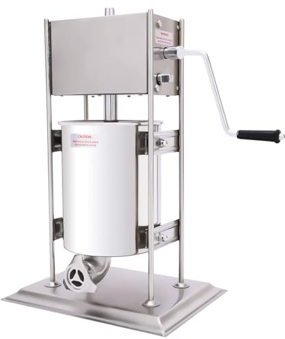 Macchina per Churros Manuale Commerciale da 10 Litri, Macchina per Insaccatrice Verticale per Salsicce in Acciaio Inossidabile 2 in 1, Sistema di Ingranaggi a Doppia Velocità per Ristoranti Domestici