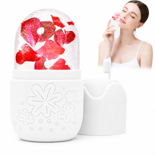 Ice Face Roller, Reusable Silicone Mold for Face & Eye Massage | Shrinks Pores, Reduces Puffiness, Smooths Wrinkles & Boosts Skin Elasticity for Cold Therapy, White